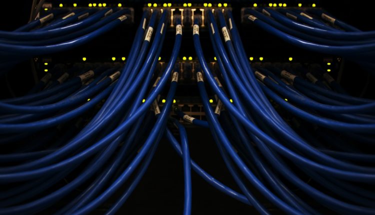 a bunch of blue wires connected to each other