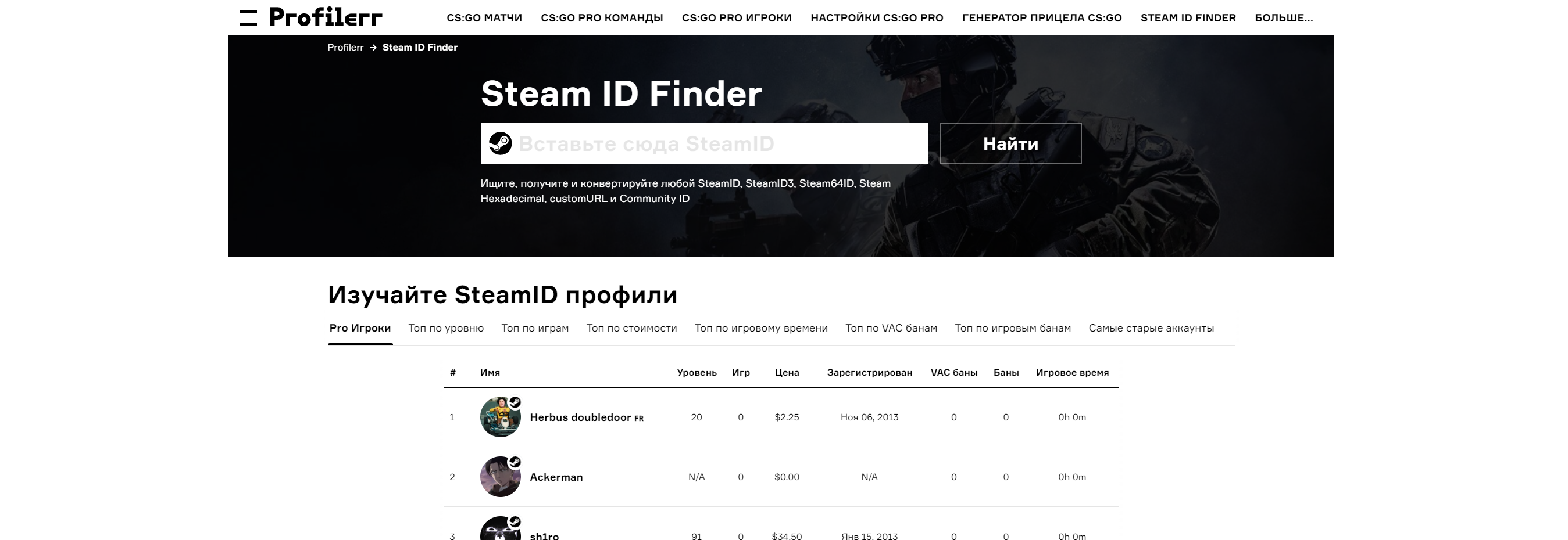 Steam ID: Быстрый Поиск и Анализ Профилей Игроков