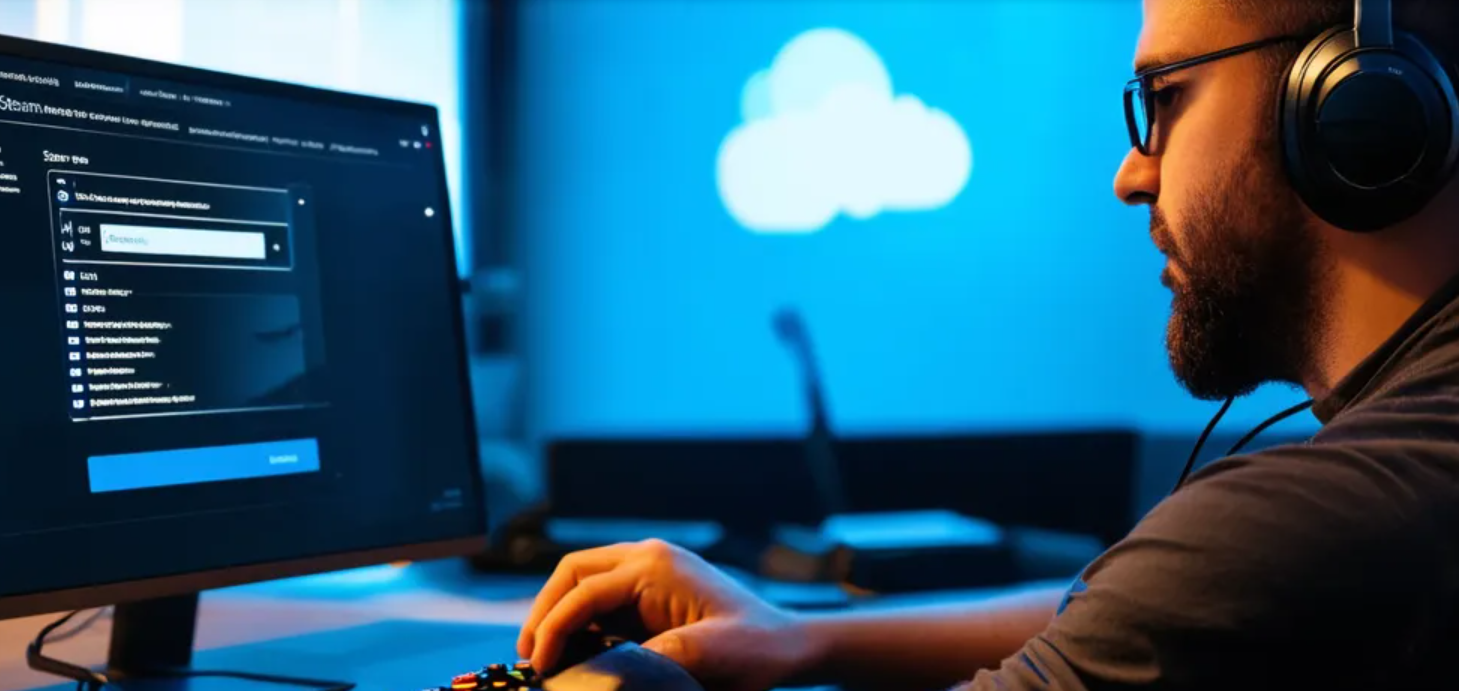using calculator, Profilerr, CS2 📸📸 Realistic photo of a gamer using a computer to input Steam ID on a website interface 📸📸 Использование калькулятора
