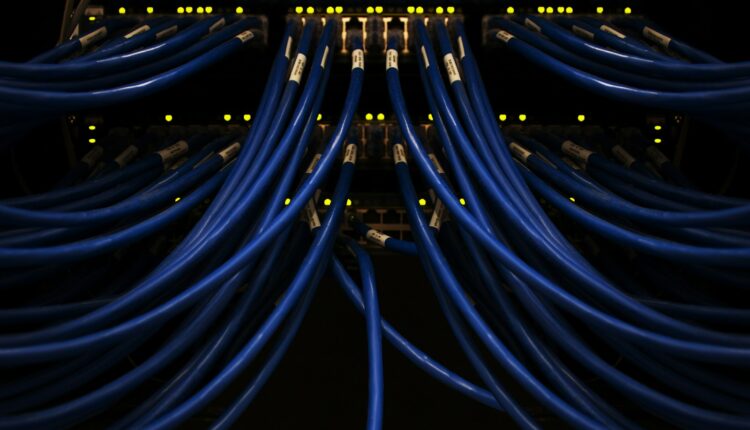 a bunch of blue wires connected to each other
